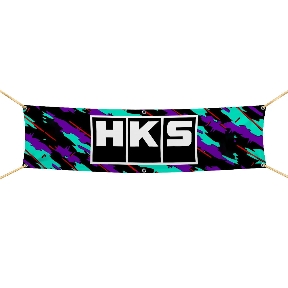 HKS Team Logo Flag and Banner for Garage Wall Art and JDM Decor