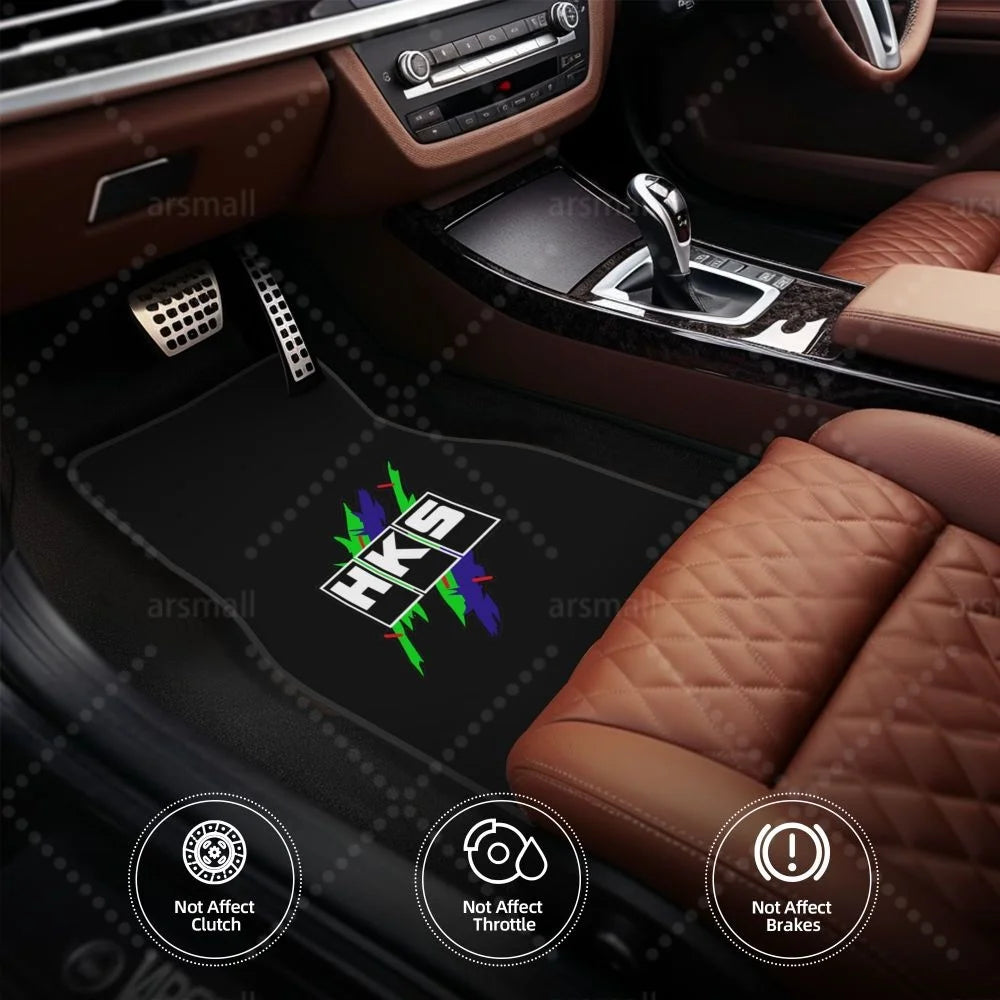 HK-S Style 4-Piece Car Floor Mats with Rubber Backing – Front & Rear Full Coverage