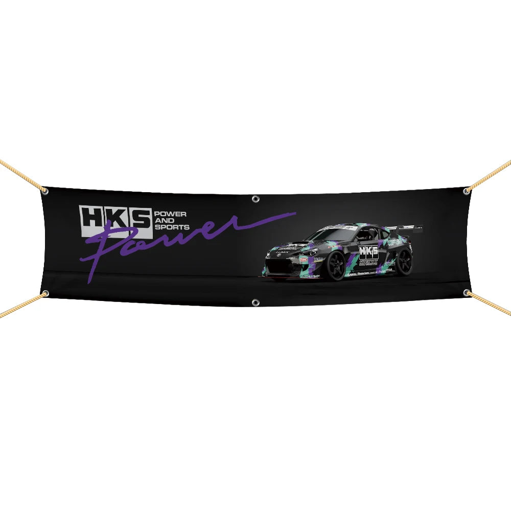 HKS Team Logo Flag and Banner for Garage Wall Art and JDM Decor