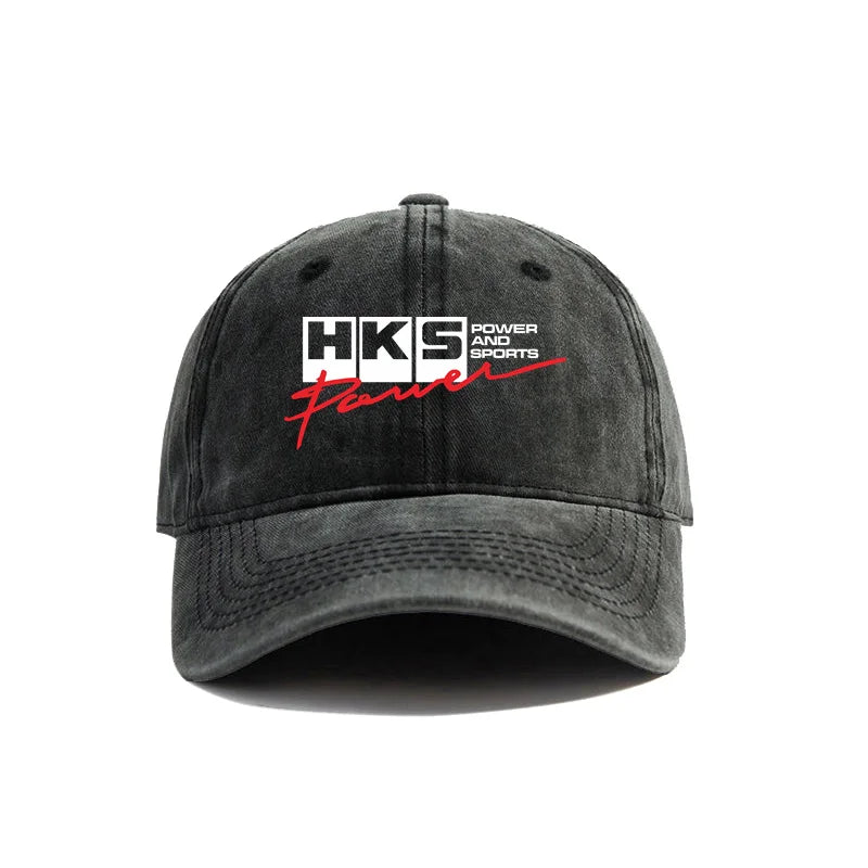 HKS Power and Sports Distressed Baseball Cap – Adjustable JDM Dad Hat