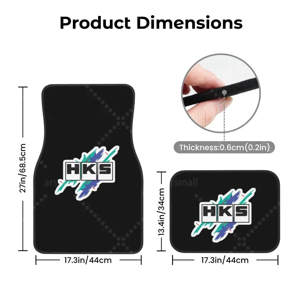 HK-S Style 4-Piece Car Floor Mats with Rubber Backing – Front & Rear Full Coverage