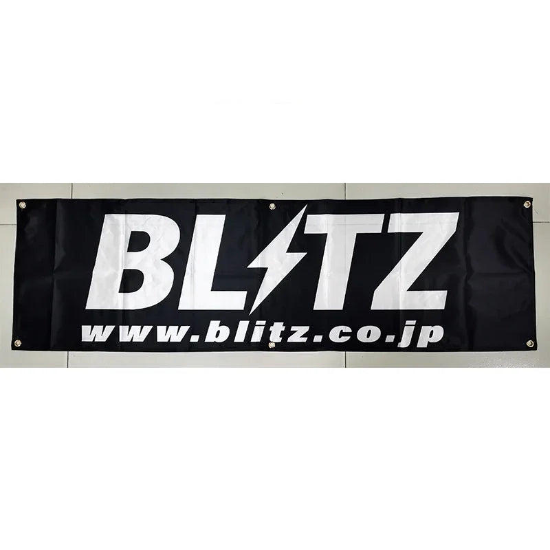 Blitz Black Banner Flag 1.5ft x 5ft JDM Garage and Home Decor