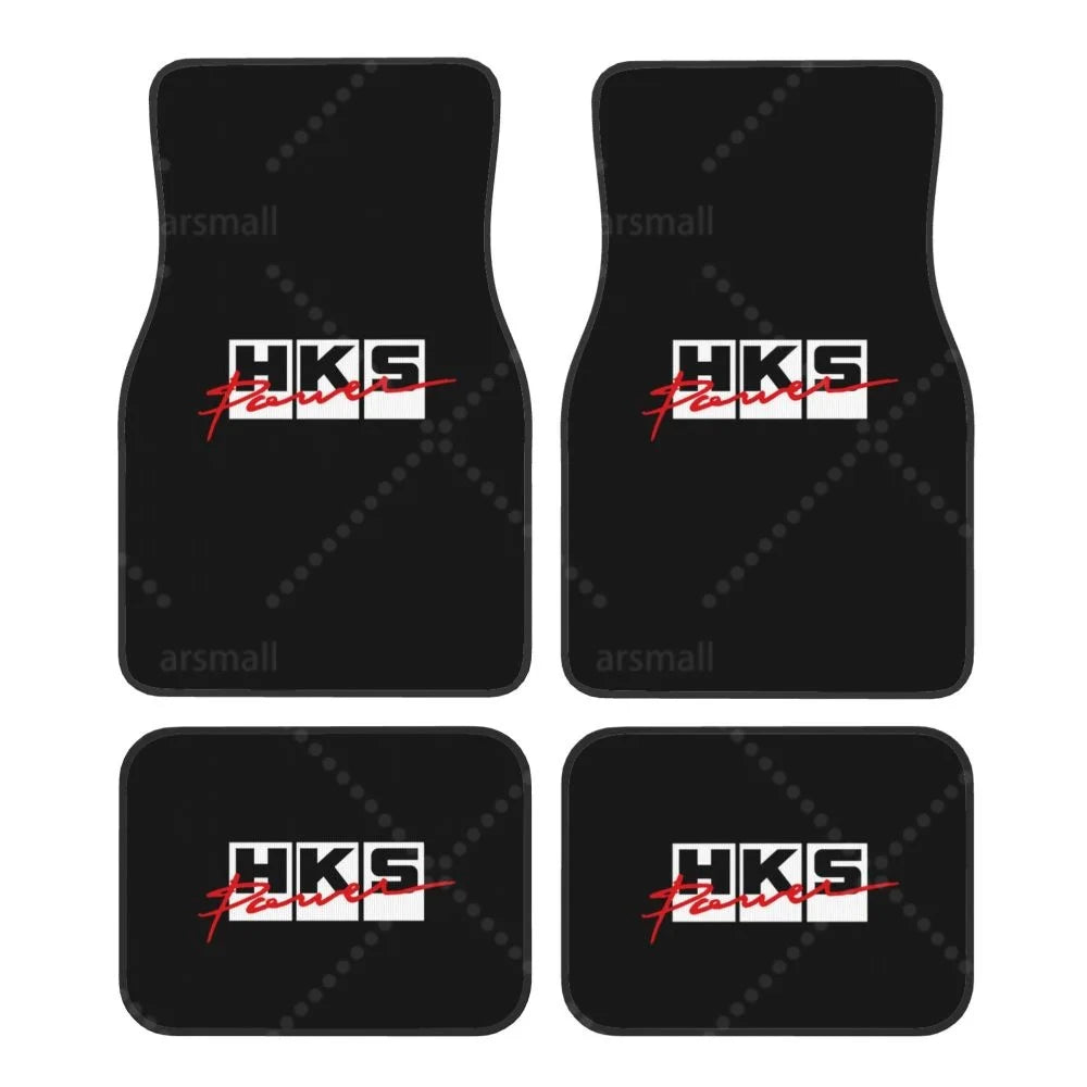 HK-S Style 4-Piece Car Floor Mats with Rubber Backing – Front & Rear Full Coverage