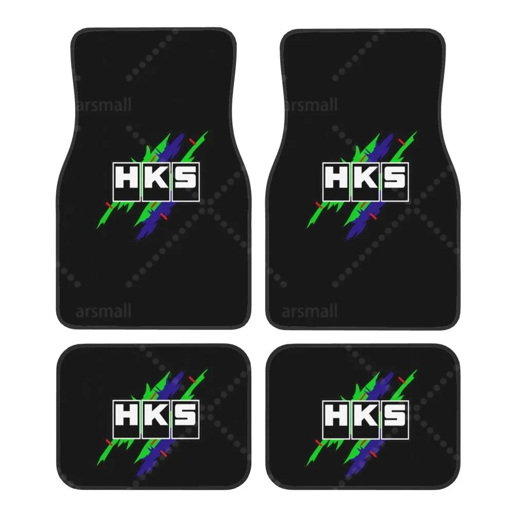 HK-S Style 4-Piece Car Floor Mats with Rubber Backing – Front & Rear Full Coverage