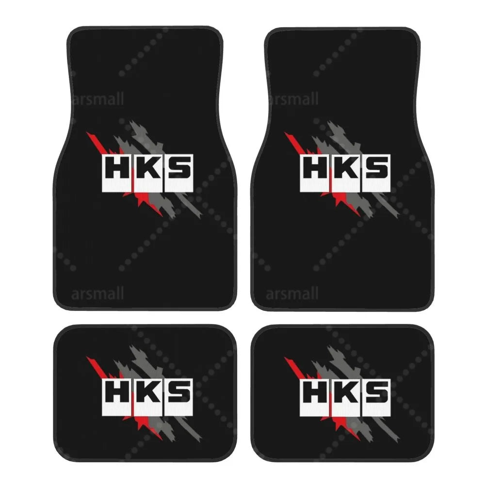 HK-S Style 4-Piece Car Floor Mats with Rubber Backing – Front & Rear Full Coverage