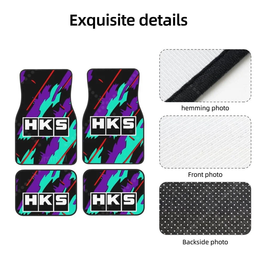 HK-S Style 4-Piece Car Floor Mats with Rubber Backing – Front & Rear Full Coverage
