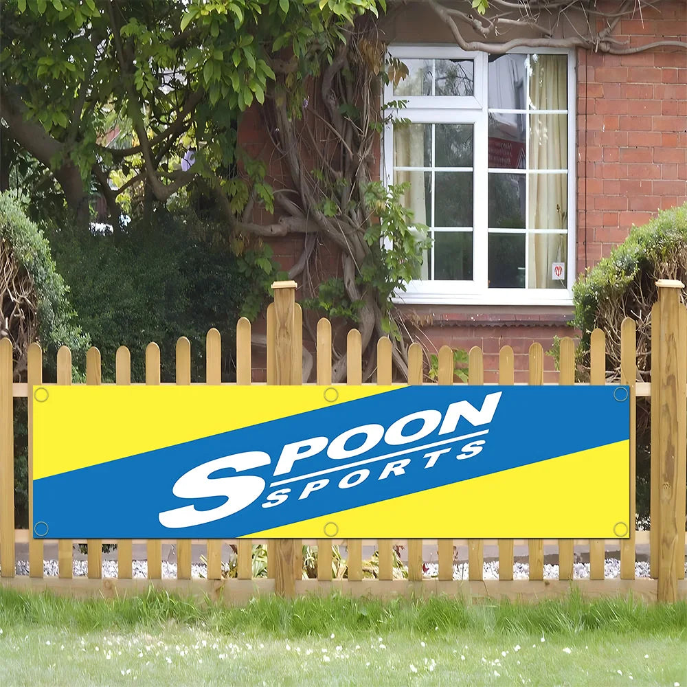 Spoon Sports Banner Flag for Garage Wall Art and Outdoor Decor with Brass Grommets