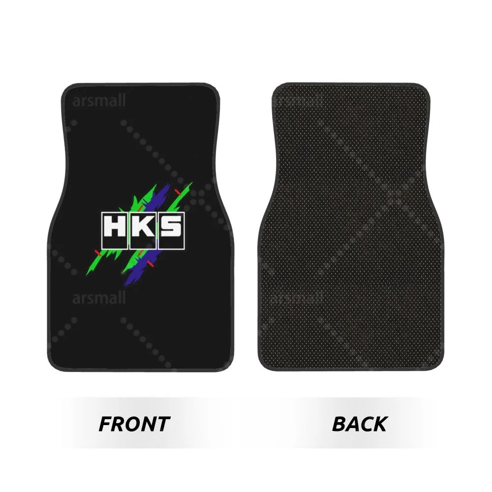 HK-S Style 4-Piece Car Floor Mats with Rubber Backing – Front & Rear Full Coverage