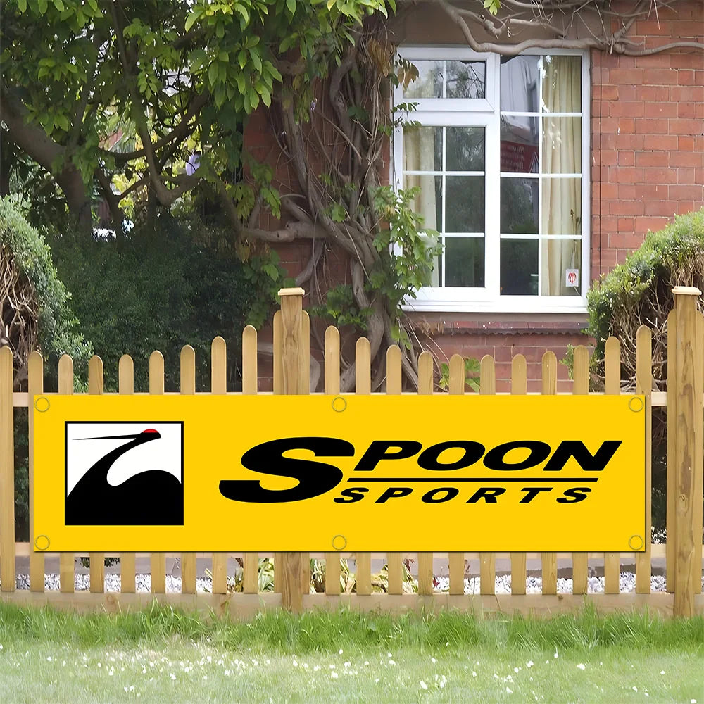 Spoon Sports Banner Flag for Garage Wall Art and Outdoor Decor with Brass Grommets