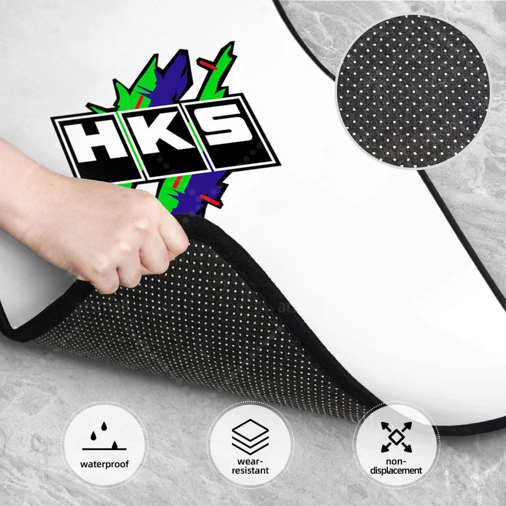 HK-S Style 4-Piece Car Floor Mats with Rubber Backing – Front & Rear Full Coverage