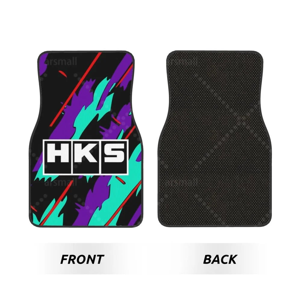 HK-S Style 4-Piece Car Floor Mats with Rubber Backing – Front & Rear Full Coverage