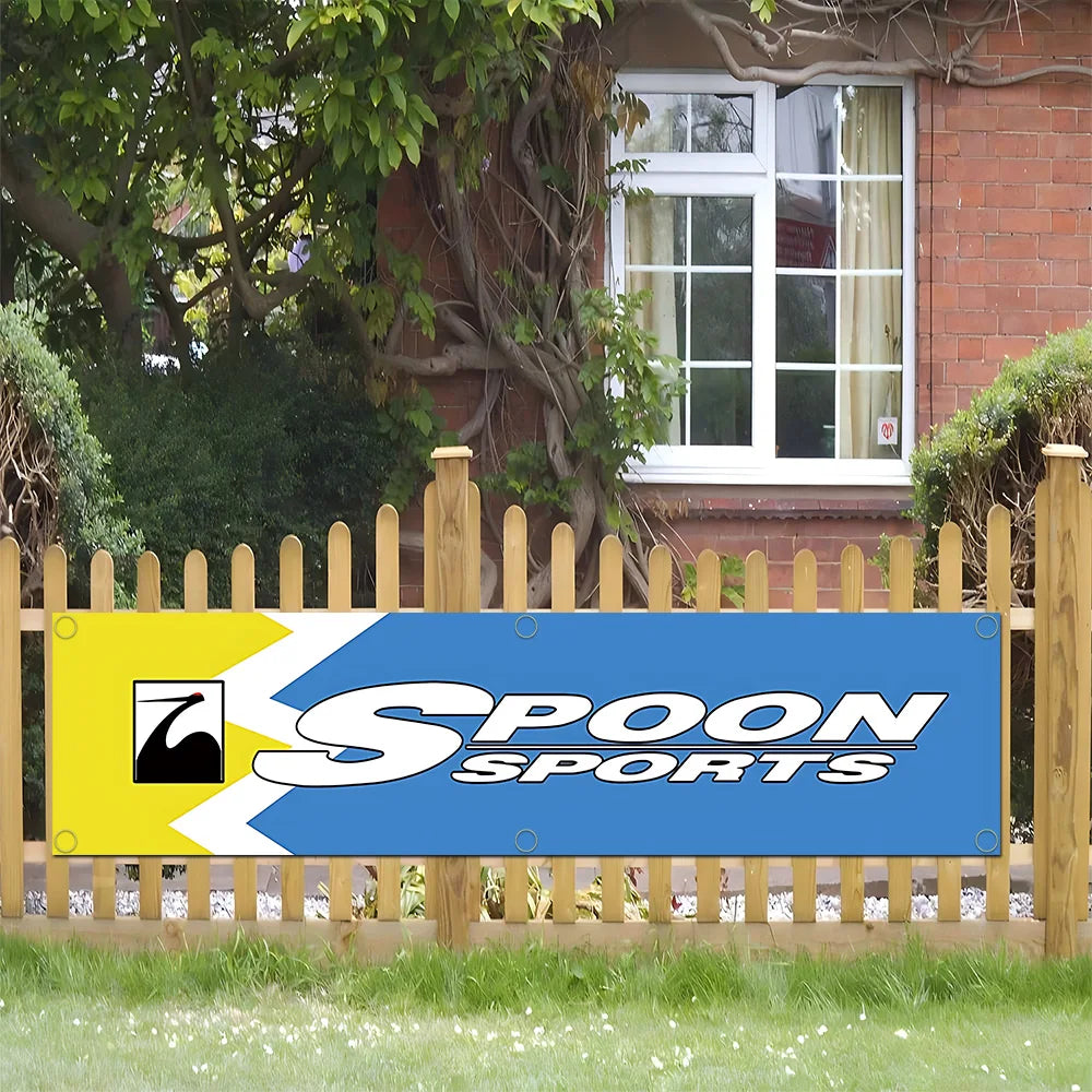 Spoon Sports Banner Flag for Garage Wall Art and Outdoor Decor with Brass Grommets