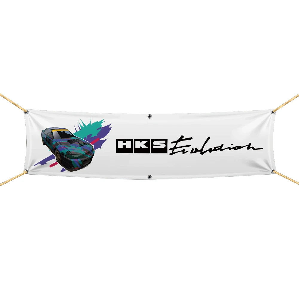 HKS Team Logo Flag and Banner for Garage Wall Art and JDM Decor