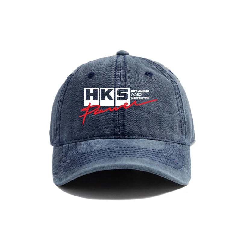 HKS Power and Sports Distressed Baseball Cap – Adjustable JDM Dad Hat