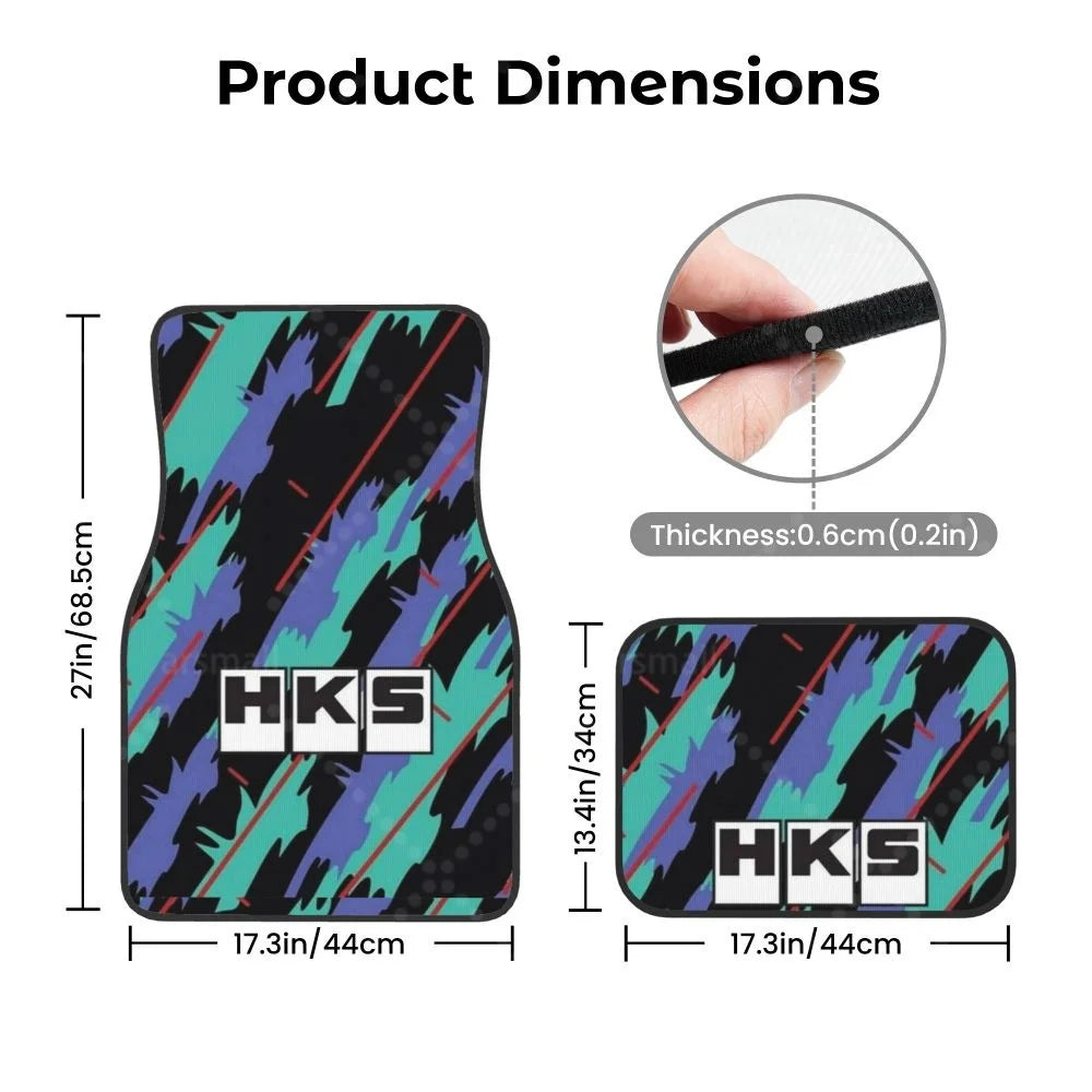 HK-S Style 4-Piece Car Floor Mats with Rubber Backing – Front & Rear Full Coverage