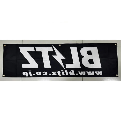 Blitz Black Banner Flag 1.5ft x 5ft JDM Garage and Home Decor