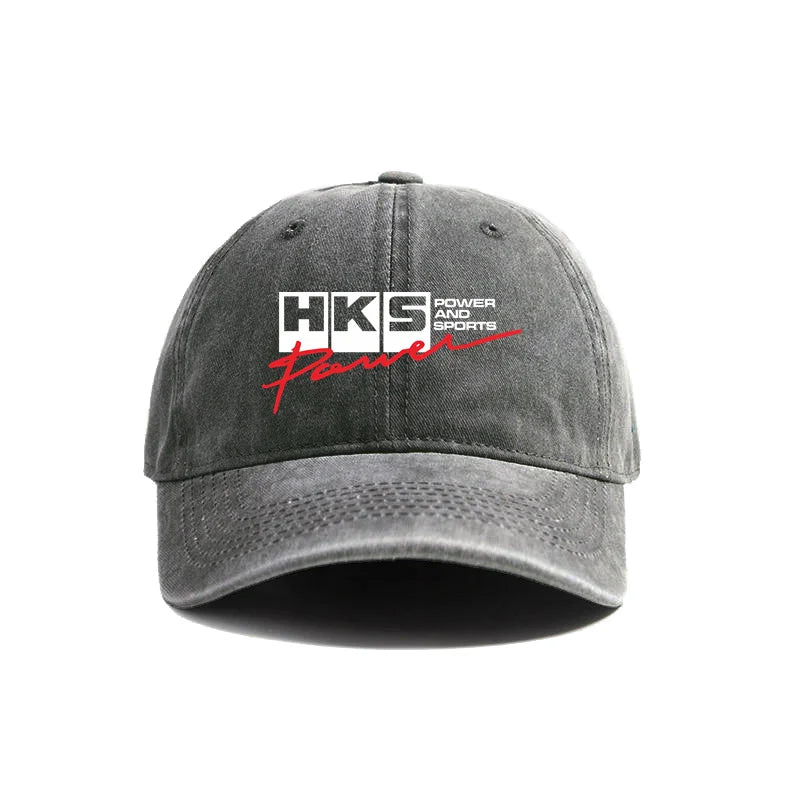 HKS Power and Sports Distressed Baseball Cap – Adjustable JDM Dad Hat