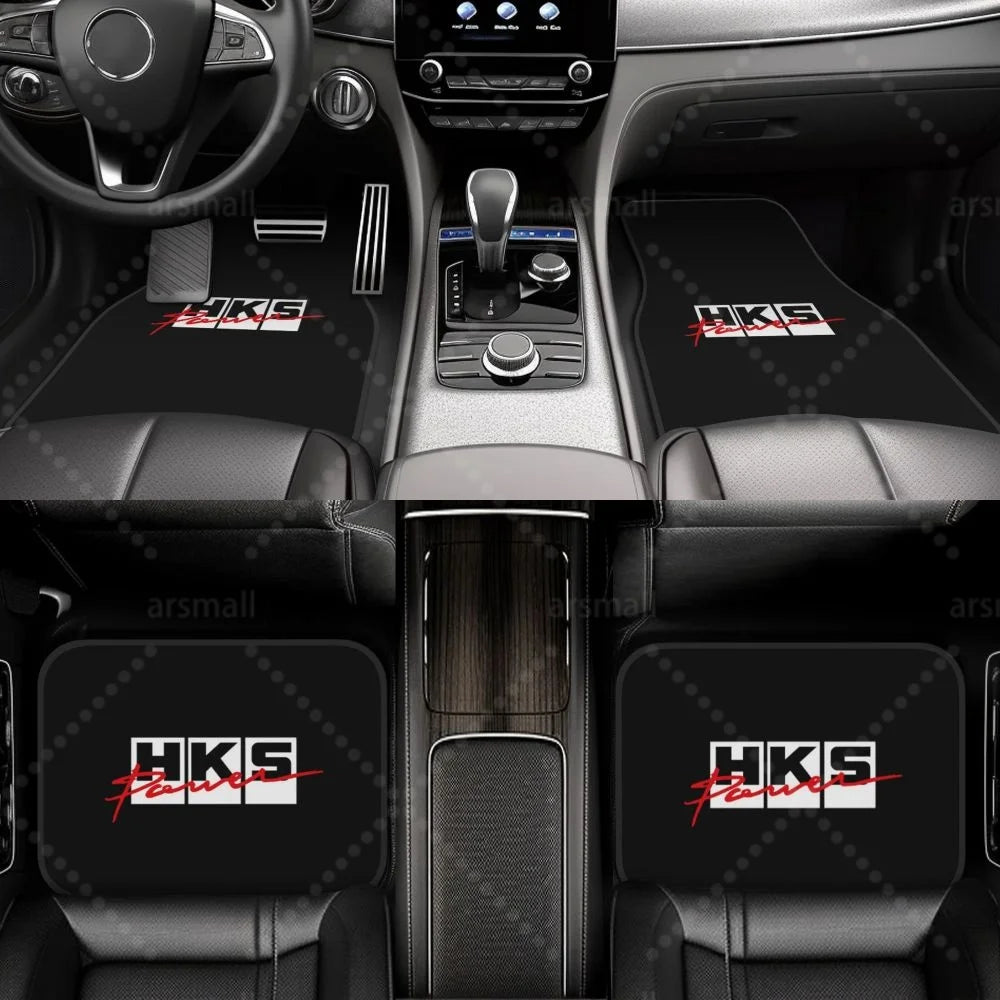 HK-S Style 4-Piece Car Floor Mats with Rubber Backing – Front & Rear Full Coverage