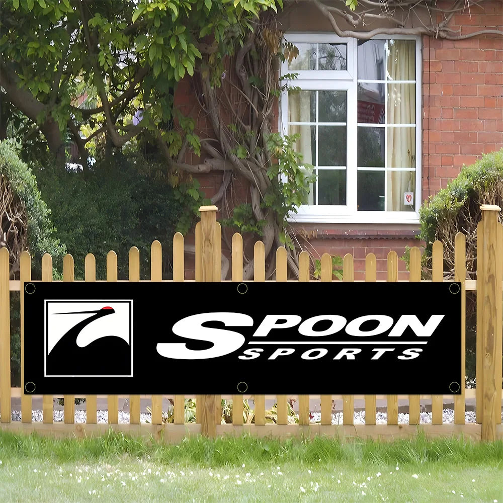 Spoon Sports Banner Flag for Garage Wall Art and Outdoor Decor with Brass Grommets