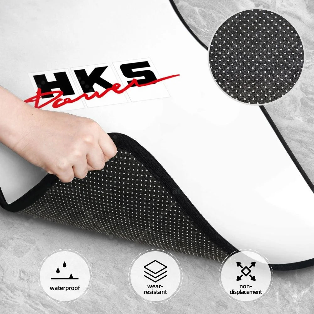HK-S Style 4-Piece Car Floor Mats with Rubber Backing – Front & Rear Full Coverage
