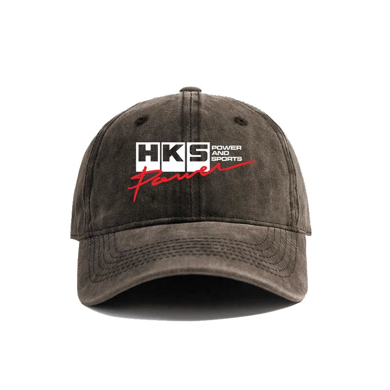 HKS Power and Sports Distressed Baseball Cap – Adjustable JDM Dad Hat