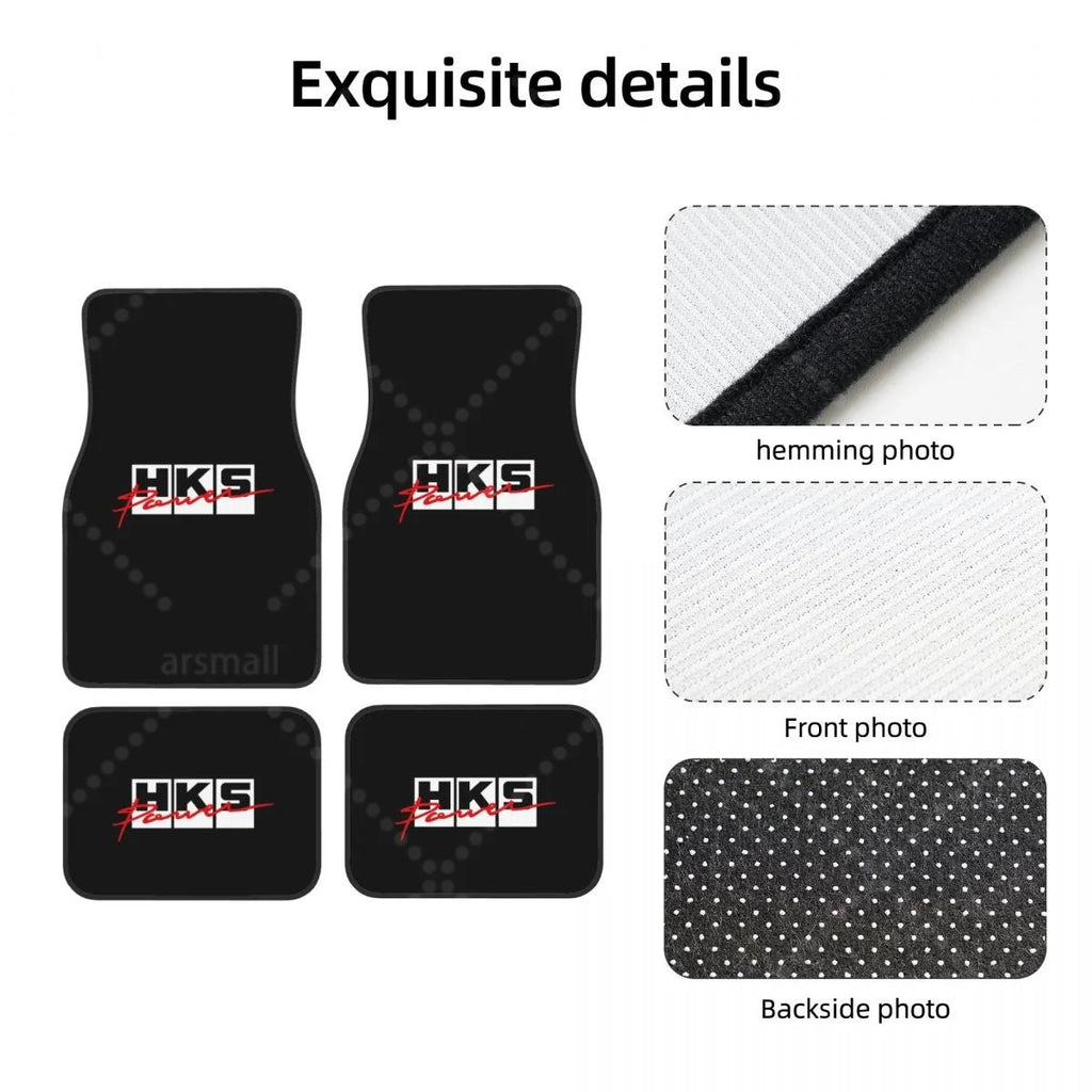 HK-S Style 4-Piece Car Floor Mats with Rubber Backing – Front & Rear Full Coverage