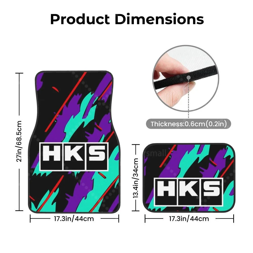 HK-S Style 4-Piece Car Floor Mats with Rubber Backing – Front & Rear Full Coverage