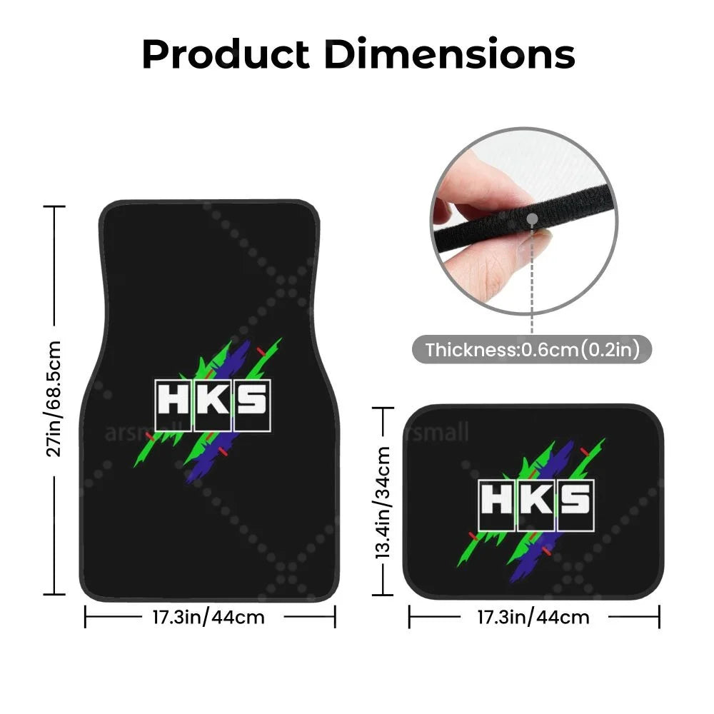 HK-S Style 4-Piece Car Floor Mats with Rubber Backing – Front & Rear Full Coverage