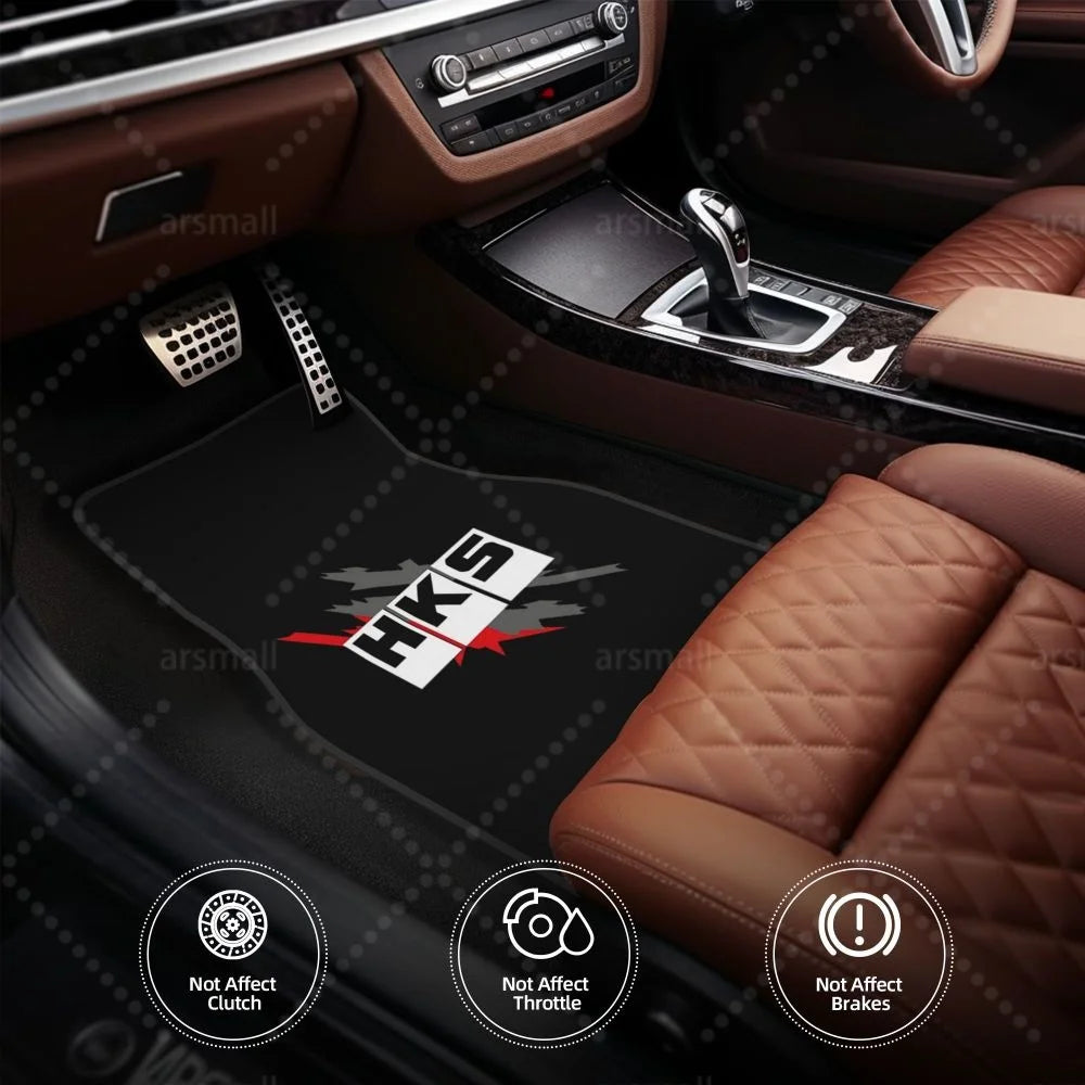 HK-S Style 4-Piece Car Floor Mats with Rubber Backing – Front & Rear Full Coverage