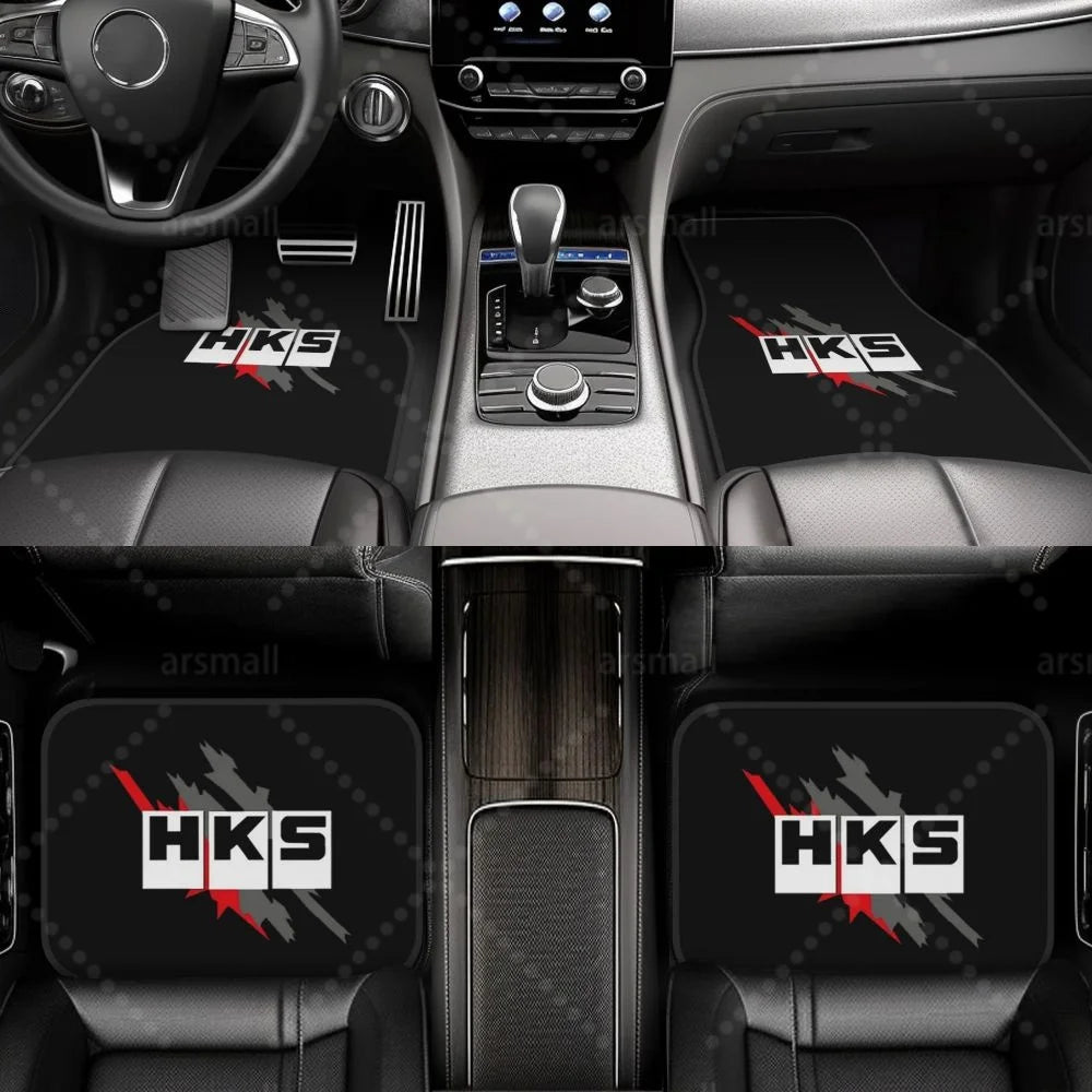 HK-S Style 4-Piece Car Floor Mats with Rubber Backing – Front & Rear Full Coverage