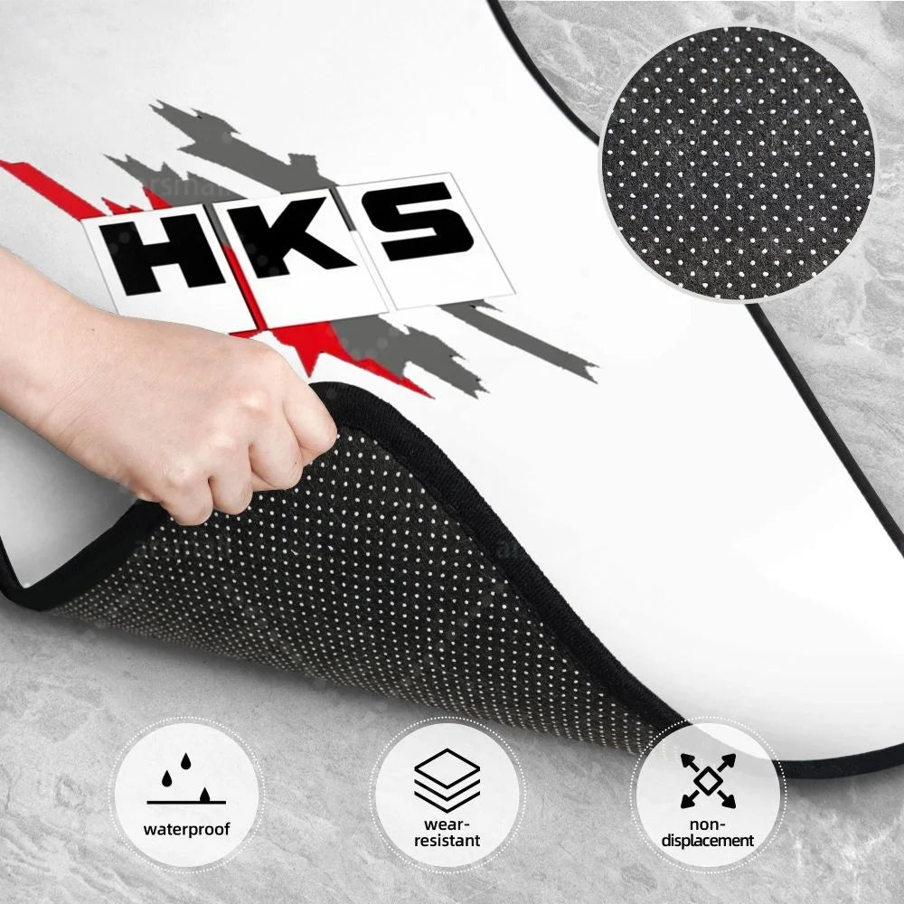 HK-S Style 4-Piece Car Floor Mats with Rubber Backing – Front & Rear Full Coverage