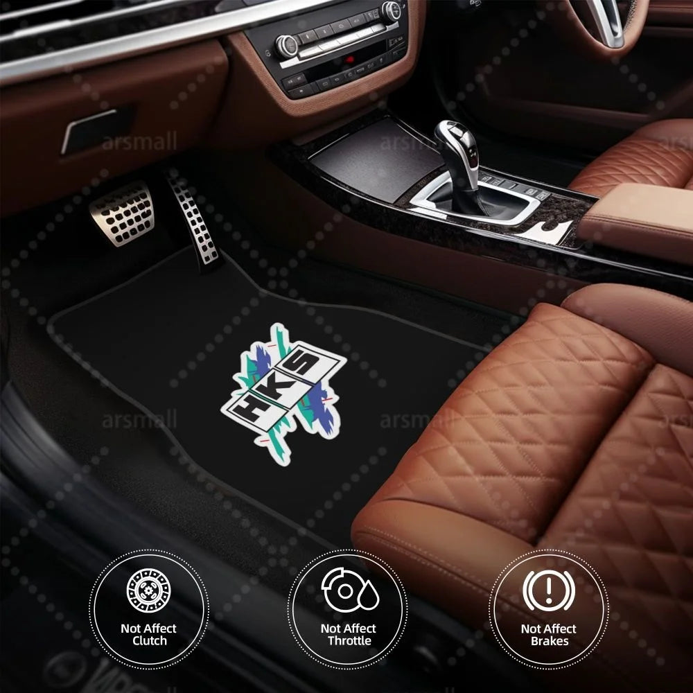 HK-S Style 4-Piece Car Floor Mats with Rubber Backing – Front & Rear Full Coverage