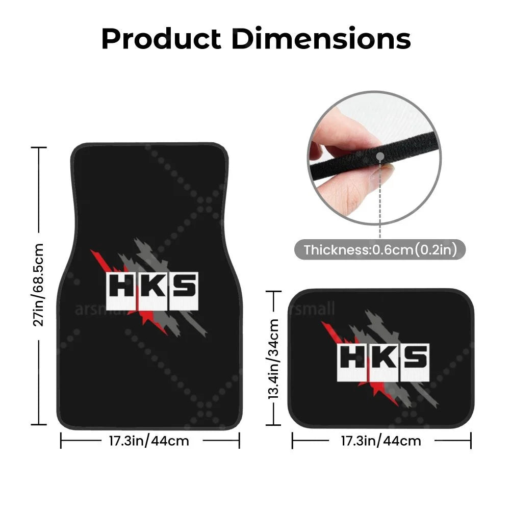 HK-S Style 4-Piece Car Floor Mats with Rubber Backing – Front & Rear Full Coverage