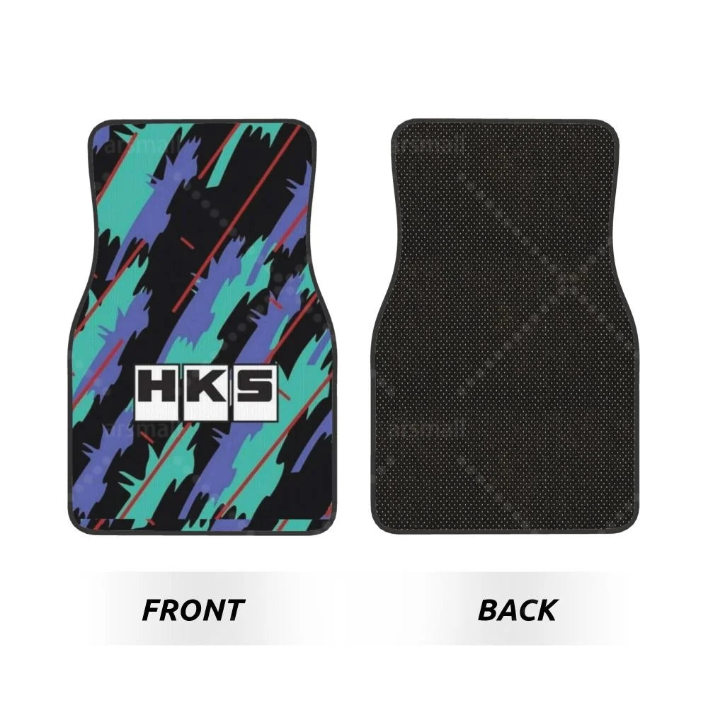 HK-S Style 4-Piece Car Floor Mats with Rubber Backing – Front & Rear Full Coverage