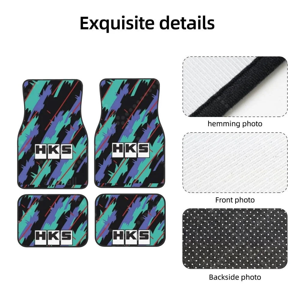 HK-S Style 4-Piece Car Floor Mats with Rubber Backing – Front & Rear Full Coverage
