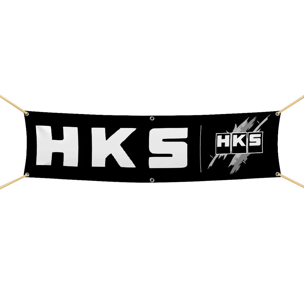 HKS Team Logo Flag and Banner for Garage Wall Art and JDM Decor