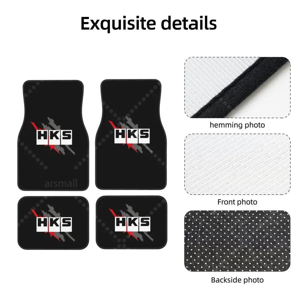 HK-S Style 4-Piece Car Floor Mats with Rubber Backing – Front & Rear Full Coverage