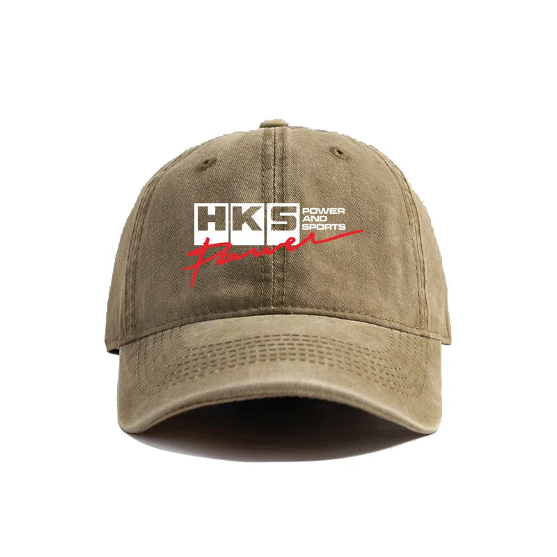 HKS Power and Sports Distressed Baseball Cap – Adjustable JDM Dad Hat