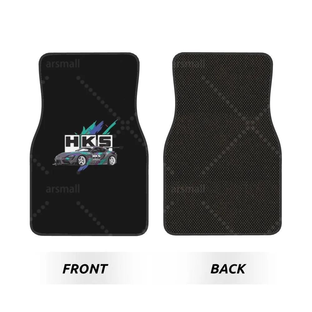 HK-S Style 4-Piece Car Floor Mats with Rubber Backing – Front & Rear Full Coverage