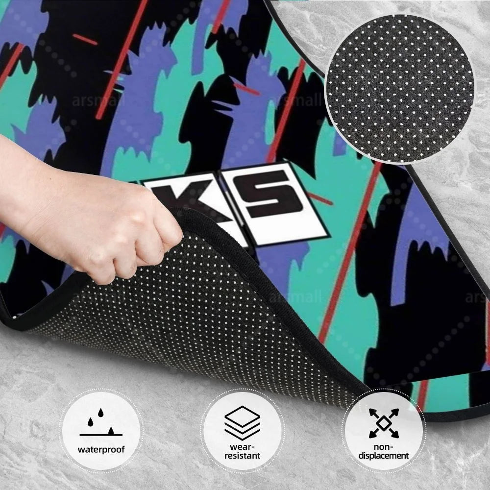 HK-S Style 4-Piece Car Floor Mats with Rubber Backing – Front & Rear Full Coverage